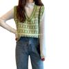 Chaleco de Punto sin Mangas para Abrigo Otoño 2024 Nuevo Estilo Coreano Holgado Casual Versátil Pulóver para Mujer