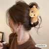 Presilha de cabelo estilo vintage que não danifica os fios, na cor café com toque de luxo, presilha de tubarão de pelúcia, acessório de cabelo fofo e doce para penteados presos.