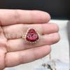 Anillo Nuevo con Incrustaciones de Cinabrio Anillo de Oro Púrpura de Mineral Bruto Anillo de Cinabrio Joyería de Moda Ajustable para Mujeres