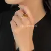 Anel de Dedo Ajustável com Pedra Natural Olho de Tigre, Cor Dourada 18K Eletrodepositado de Luxo Avançado, Preservação de Cor, Aberto