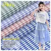 Vestido Camisa de Cuadros Medianos Clásicos Coloridos Rojo y Azul Tela Imitación Lino Ropa Infantil