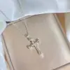 Moda Europea y Americana Nuevo Producto Collar de Acero de Titanio Cruzado para Mujer Exquisita Cadena para Clavícula de Circonita Versátil Joyería de Venta Caliente Transfronteriza