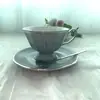 Conjunto de Xícara e Pires de Cerâmica para Café Octogonal High-End Adereços de Foto para Loja de Chá da Tarde Decoração