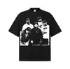 Camiseta Stewell Masculina Hip-Hop Pesada Gola Baixa Manga Curta Unissex Meia-Manga Algodão Puro Gola Redonda Pulôver Estampada Tendência