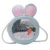 Bolso pequeño y divertido para niños, bolso de mujer nuevo para niños, bolso de hombro transparente con orejas de conejo, monedero de hombro de dibujos animados de moda