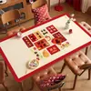 Mantel Rojo de Año Nuevo, Impermeable, Resistente al Aceite, No Lavable, Resistente al Calor, Mantel Individual para Mesa, Mantel para Mesa de Café con Ambiente del Año del Caballo, Protector de Escritorio