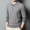 Camisa de punto de manga larga para hombre, Polo fino de otoño con cuello camisero, Suéter casual para hombres de mediana edad, Camiseta de papá