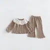 Roupas Novas para Crianças 2026 para Meninas, Conjuntos de Primavera e Outono, Estilo Coreano Elegante para Meninas com Gola de Boneca, para Crianças Pequenas e Maiores
