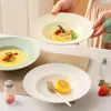 Plato de Arroz Horneado Plato Sombrero de Paja Plato Salah Plato de Sopa Occidental Plato Cerámico Plato para Hornear Plato Profundo de Cerámica Plato para el Hogar