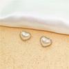 Pendientes de plata S925 con forma de perla coreana, pequeños y sencillos, con forma de corazón, combinables con todo.