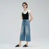 Nuevos Jeans Franceses Otoño/Invierno para Mujer Versátiles Personalidad Relajados Pierna Ancha Algodón Lavado Azul Retro Acortados Pantalones Casuales