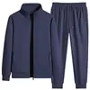 Traje Deportivo Casual de Moda Primavera para Hombre Conjunto de Dos Piezas Cárdigan con Cuello Alto Pantalones Jogger de Pierna Recta Cálido y Cómodo