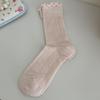 Calcetines de Encaje Apilados Calcetines de Verano Finos de Media Caña Algodón Malla Transpirable Verano Calcetines Blancos con Zapatos de Cuero Pequeños
