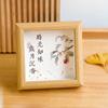 Novo Porta-Retrato Quadrado com Ilustração de Caligrafia Estilo Chinês Decoração de Mesa Estilo Zen Ornamento Adereço de Foto Antigo Artesanato