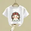 Camisetas de Verano de Manga Corta para Niñas, Nuevo Estilo, Lindas, Estilo Coreano, de Verano, Media Manga, Algodón Puro, Estampadas, Modernas, para Niños Pequeños y Medianos
