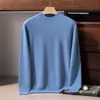 Suéter 100% cachemir puro para hombre, suéter de punto liso con cuello semi-alto, suéter de negocios de lujo ligero, nueva camiseta térmica cálida