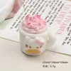 Accesorios de Resina para Manualidades de Dibujos Animados, Taza de Helado, Horquilla de Pegamento de Crema de Gatito, Hebilla de Zapato, Llavero, Accesorios de Colgante