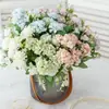 Flores Artificiales Estilo Primavera Bola de la Fortuna Decoración de Sala de Estar Mesa de Comedor Arreglo Floral Adorno de Mesa de Café Flor de Seda Hortensia Decoración Ramo