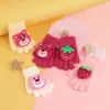 Guantes de Oso de Fresa para Niños Guantes Cálidos de Otoño e Invierno Espesados con Felpa Dibujos Animados Lindos Guantes de Dedos Completos Procesamiento y Personalización
