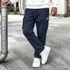 Pantalones cargo para hombre estilo europeo y americano, pantalones casuales para deportes al aire libre, pantalones largos holgados multibolsillos, color liso, versátiles