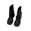 Botas Chelsea Maillard para Mulheres 2025 Outono e Inverno Novas Estilo Britânico Retro Bico Redondo Sola Grossa Botas para Calça