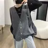 Cardigan feminino de outono e inverno, emagrecedor, soltinho, de comprimento médio, top de malha sem mangas com um design estiloso