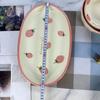 Louça Cerâmica Estilo Nórdico Prato de Cerâmica Tigela com Alça Segura para Micro-ondas Tigela com Alça de Morango Tigela e Prato Estampados Morango Desenho Animado