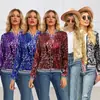 9381 Chaqueta de Mujer con Lentejuelas y Mangas Largas, Novedad Otoño e Invierno Amazon Europea y Americana Transfronteriza
