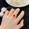 Anillo Retro de Alta Gama Cristal de Lujo Color Tesoro Anillo Abierto para Mujer Medio Antiguo Versátil Elegante Color Circonia Dedo Índice