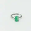 Anillo de Calcedonia Verde Hecho a Mano Anillo de Aleación con Microincrustaciones de Calcedonia Verde Anillo con Apertura Ajustable, Anillo de Moda de Lujo Ligero para Mujer