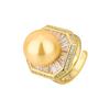 Anillo cuadrado elegante de 14 mm con incrustaciones de nácar Aubert y diamantes de Zhuang Shengsheng Jewelry, nuevo estilo, platino bañado en cobre
