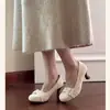 Zapatos de tacón bajo poco profundos de punta redonda con lazo estilo francés para mujer, nuevo modelo primavera 2026, tacón fino, delicados y elegantes, adecuados para ir al trabajo, zapatos de tacón alto