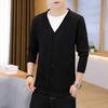 Otoño nuevo cárdigan de punto fino para hombre con cuello en V y color sólido, moda juvenil, suéter casual, abrigo al por mayor