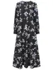 Vestido Longo Feminino Plus Size Estilo Amplo com Estampa Floral de Gola Redonda, Temperamento de Primavera 2026, para o Trabalho