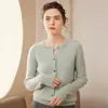 Cardigã de Malha de Caxemira com Gola Redonda Feminino de Manga Longa Solto Outono e Inverno Nova Blusa Versátil, Confortável, Macia e Amiga da Pele