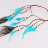 Diadema de Plumas de Pavo Real Bohemia Transfronteriza Estilo Étnico de Viaje Europeo y Americano Diadema Colorida India Tocado con Borlas