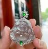 2025 Novo Modelo Colar de Buda Calcedônia Novo Estilo Chinês Pingente de Jade Gelo Translúcido Banhado a Prata Corrente de Suéter Versátil