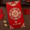 Sobres rojos de boda, sobres rojos mini para la recepción del novio, sobres creativos con el carácter "feliz" para los recién casados, sobres pequeños para regalos de boda, regalos de agradecimiento de 100 yuanes