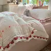 Juego de cuatro piezas estilo francés de encaje de algodón completo tipo A ins jacquard estilo coreano estilo princesa sábana de algodón puro funda de edredón dormitorio tres piezas