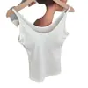 Ropa interior de algodón acanalado con estampado de leopardo estilo coreano, cuello en U, espalda hermosa con almohadillas en el pecho, ajuste ceñido, prenda interior, prenda exterior, camisola, chaleco, mujer
