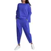 2026 Nuevo Conjunto de Ropa para Mujer de Comercio Exterior Transfronterizo Europeo y Americano, Color Sólido, Cuello Redondo, Manga Larga con Pantalones de Bolsillo para Mujer
