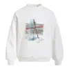 Moletom com Estampa de Figura Borrada Estilo Americano Masculino Primavera e Outono Solto Streetwear Casual Bolso Lateral Gola Redonda