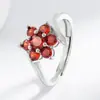 Anel de Flor Europeu e Americano Novo Transfronteiriço Micro-Pavimentado com Zircônia Anel Aberto Ajustável Anel Doce Acessórios de Joalheria de Cobre