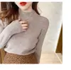 Suéter de malha feminino com gola alta discreta, peça base para outono e inverno, suéter estiloso de cashmere, novo modelo 2026, top preto