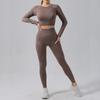 Conjunto de Yoga Casual Versátil Fashionável de Manga Longa Outono e Inverno com Listras de Poço Multicor de Tamanho Grande Europeu e Americano