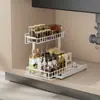 Estante de Almacenamiento para Fregadero de Cocina Piso Ajustable Gabinete Cesta para Fregadero Hogar Encimera Almacenamiento de Condimentos