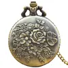 Reloj de Bolsillo Vintage de Bronce con Flor Doble de Ocho Pétalos para Hombres y Mujeres Reloj de Bolsillo de Cuarzo Reloj Grande Colgante Reloj de Regalo Reloj de Bolsillo Simple Creativo