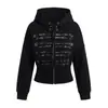 Chamarra con capucha estampada estilo Y2K transfronteriza, sudadera con cremallera gótica estilo callejero, sudadera para hombre y mujer