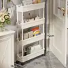 Estante de almacenamiento para baño, móvil con ruedas, carrito multifuncional para baño y inodoro, organizador de almacenamiento en capas para detergente de lavandería