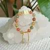 Pulseira Trançada Personalizada em Cristal de Cabelo Colorido Natural, Pingente Esculpido de Besta Auspiciosa, Pulseira Estilo Chinês Multi-Tesouro Atrai-Fortuna